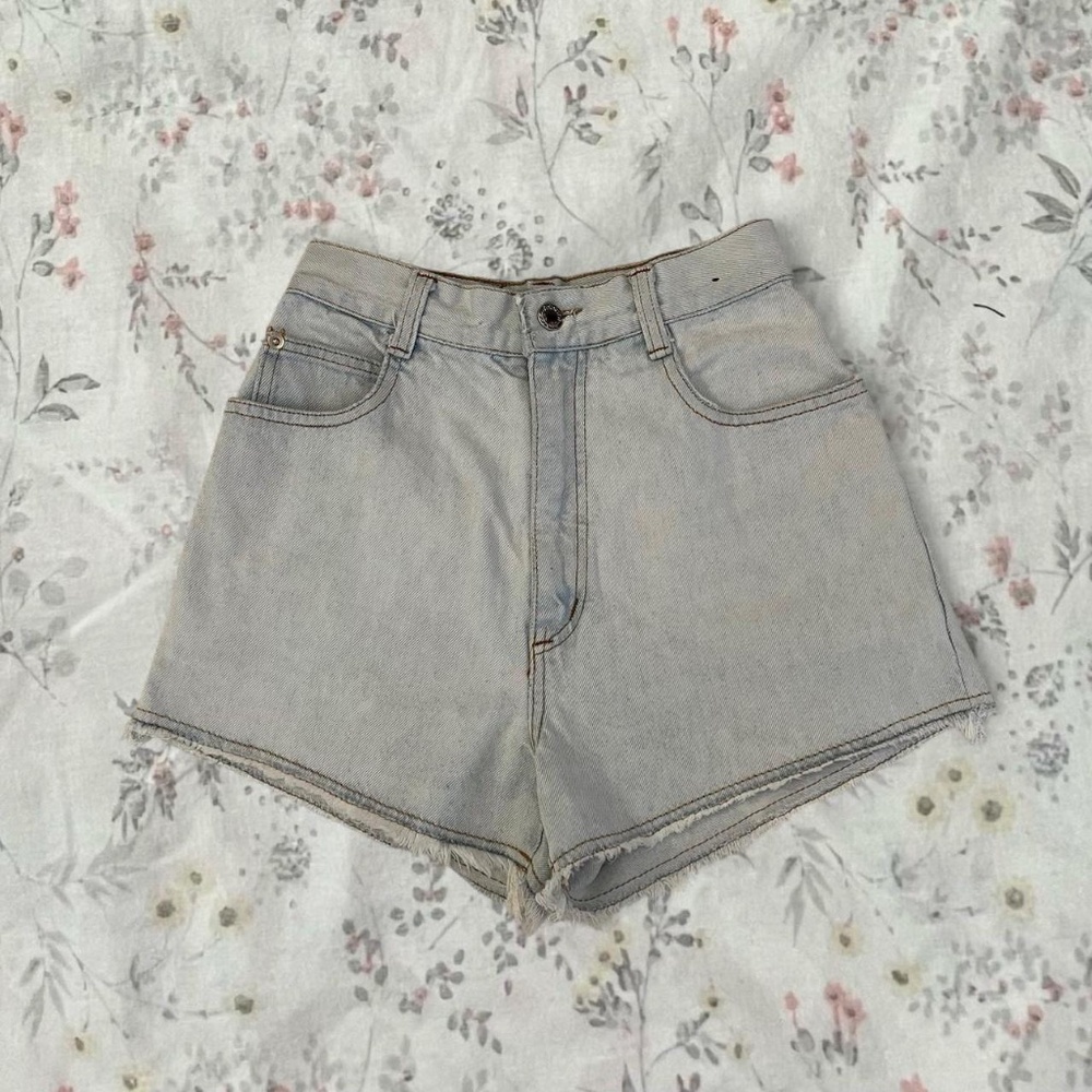 Vintage 90s Steel Shorts High Waisted Denim 100% Cotton Made in USA Light Wash